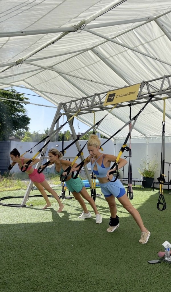 Outdoor TRX training under the canopy
